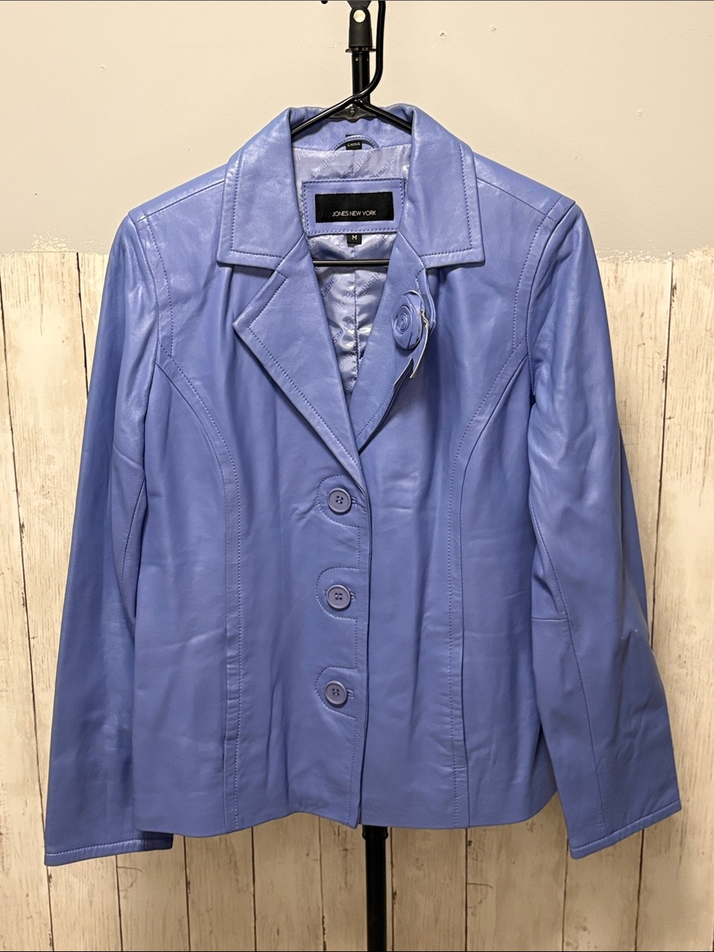 Jones New York Lavender Leather Button Front Jacket